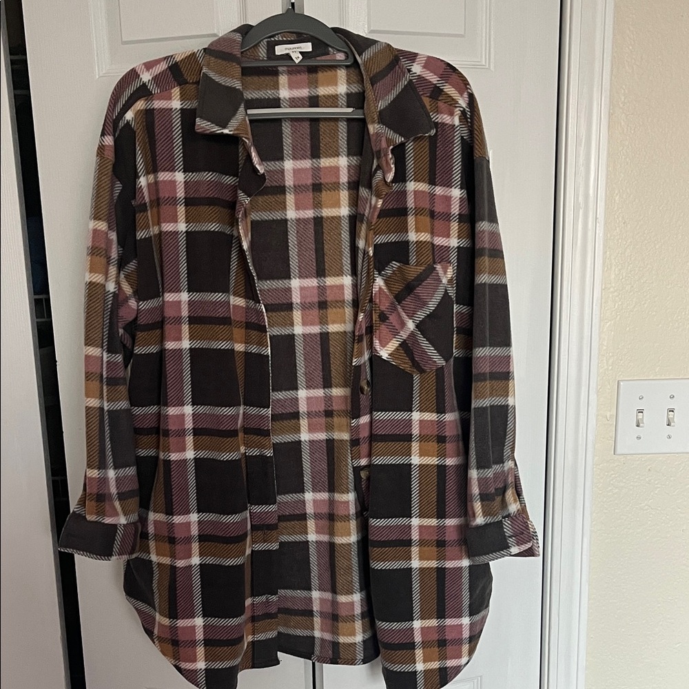 Fleece Plaid Button-Up Shirt